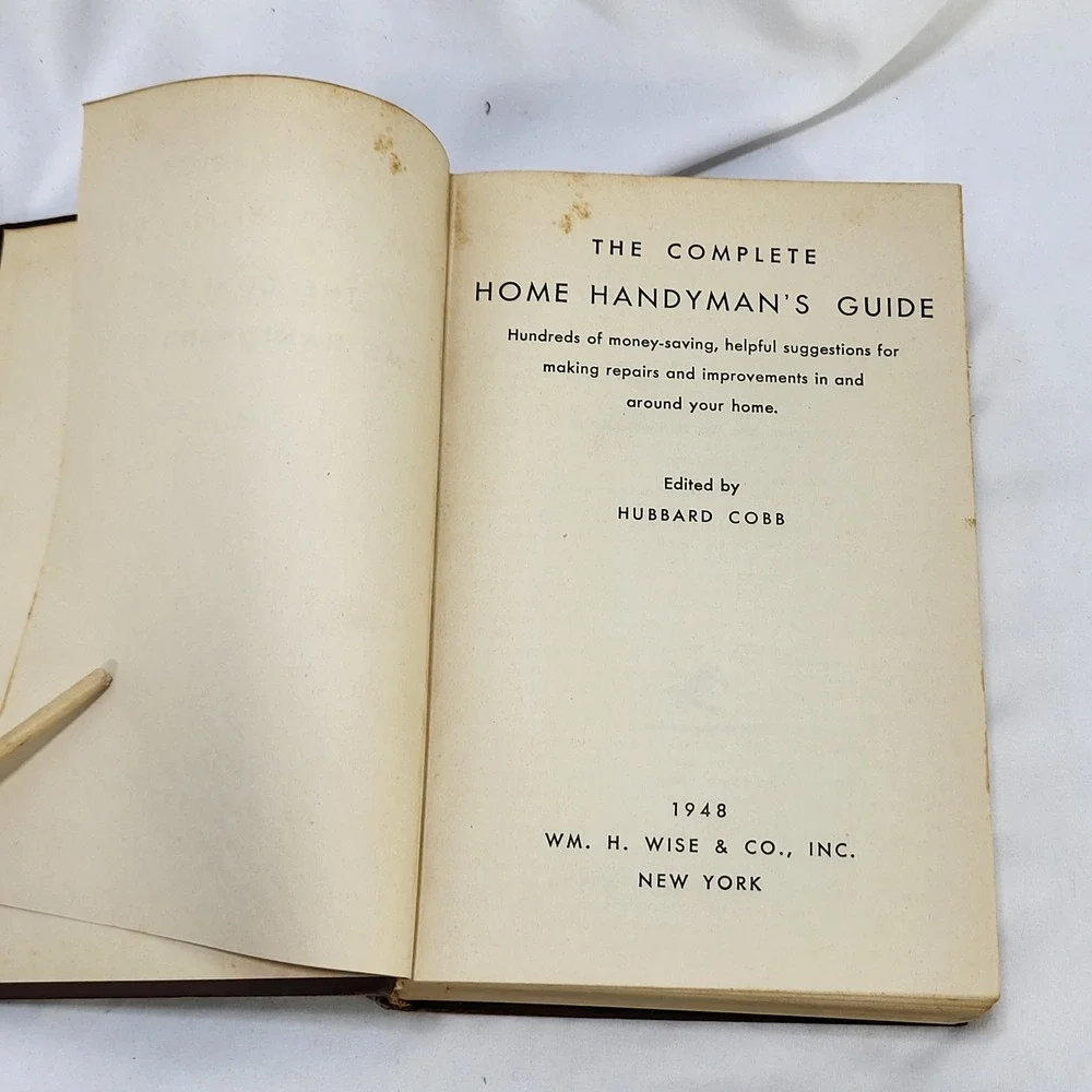 1948 The Complete Home Handyman's Guide Hubbard Cobb Vintage Hardcover Book DIY